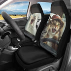 Funny Cat Driver Car Seat Covers for Front Seats Football Broke Car Window Premium Polyester Seat Covers for Cars Trucks and SUVs