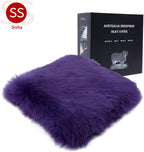 Winter Warmth: Universal Sheepskin Seat Cushion Cover - Natural Wool, for Cars, Trucks, SUVs & Vans - Cozy & Stylish Driving Companion Front Purple
