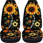 BIGCARJOB Sunflower Car Accessories Set 2 Pcs Dog Paw Sunflower Car Seat Cover Full Set for Women Girls Cute Auto Interior Seat Protector Saddle Blanket,Universal Fit