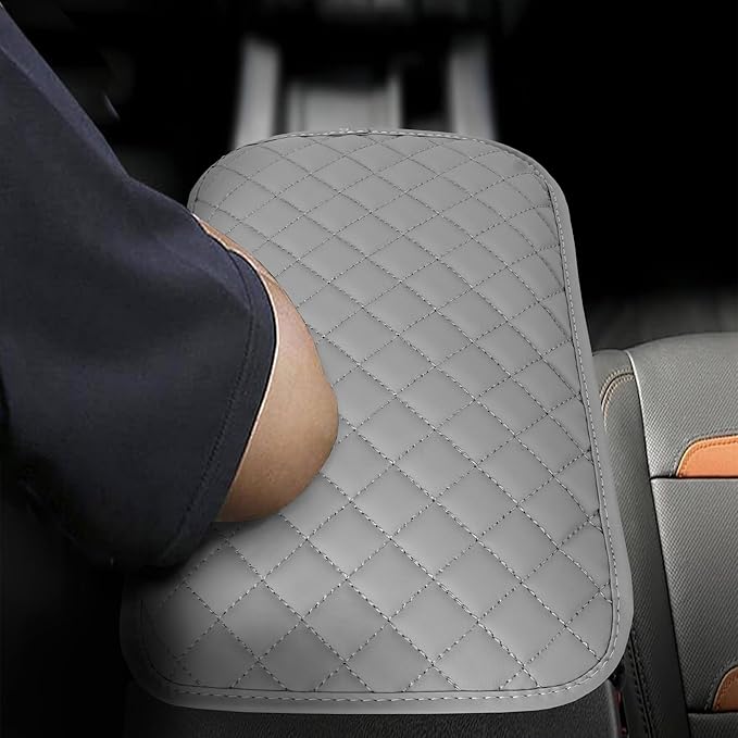 DS Upgraded Car Center Console Cover with 2 Storage,Arm Rest Covers Armrest Cover for Car, Microfiber Leather Car Armrest Cover Cushion, Universal Car Interior Accessories for Vehicles（Gray longer）