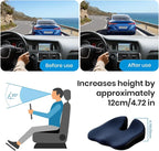 Benazcap Car Seat Cushion - Memory Foam Car Seat Pad - Sciatica & Lower Back Pain Relief - Car Seat Cushions for Driving - Road Trip Essentials for Drivers-Blue