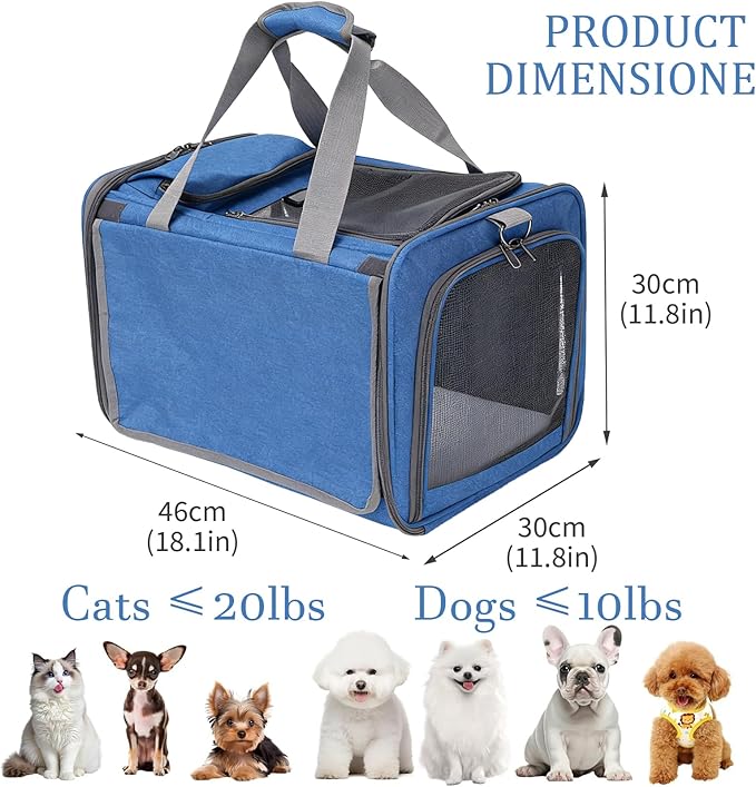 Soft Cat Carrier,Small Dog Crate,Pet Travel Bag Dogs Cats Car Carriers Puppy Backpack Portable Kennel Purse Crates for Kitten Tote Cage Carry Sling Pets Box Foldable Kennels Collapsible Bags