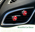 Ladybug Car Decor,2pcs Bling Lady Bug Air Vent Clips Car Air Freshener,Cute Red Car Accessories Gift for Women,Refillable Rhinestone Aroma Diffuser