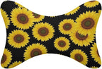 2 Pack Car Neck Pillow Compatible with Floral Black Yellow Flowers Sunflower, Softness Car Headrest Pillow for Driving with Adjustable Strap, Memory Foam and Breathable Removable Cover