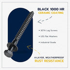 3/8 x 4 (50 Pack) Lag Screw Kit, 50 Screws and 50 Washers, Ceramic Black Ruspert Coating for Exterior Use, Meets ASTM A307 and ASME B18.2.1, Industrial/Commerical Grade by Makers Bolt