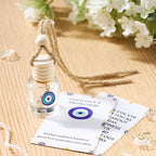 Qinyoung 30 Pack Employee Appreciation Gift Hanging Car Air Freshener Diffuser Bottles Empty Bulk Essential Oil Perfume Car Diffuser Pendant Bottle with Evil Eye Charms Gift for Valentines Galentines