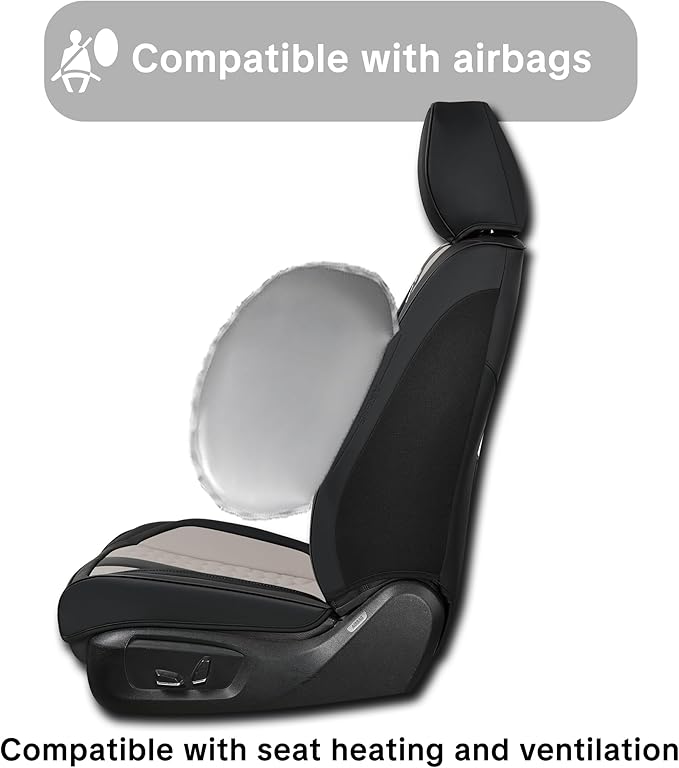 Black and Gray Car Seat Covers for Ford Bronco Sport 2021-2025 Car Seat Cover, Premium Leather, Full Set of 5 Seats, Waterproof, with Lumbar Support, Beautify Interior