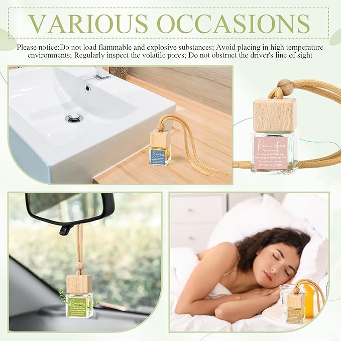 24 Pcs Employee Appreciation Gifts Bulk Empty Glass Essential Oil Diffuser Car Air Freshener Diffuser Hanging Ornament for Coworkers Office Staff