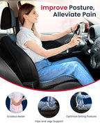 Gel Wedge Car Seat Cushion for Driving Relieves Tailbone Pain, Composite Gel Memory Foam for Cool & Support Comfort, Ergonomic Car Seat Pillow, Elevated Back for Wider Vision, Anti-Slip Design