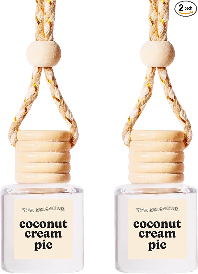 COOLGIRLCANDLES Coconut Cream Pie Car Hanging Fragrance Oil Air Freshener for Essential Oils, Long Lasting Automobile Diffuser Bottle