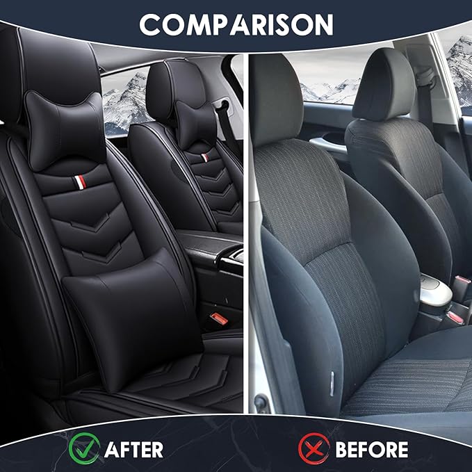 Car Seat Cover 8 Seats for Toyota Highlander 2001-2025, Waterproof Durable Premium Leather Car Seat Protector, Comfortable Anti-Slip Stylish Sport Seat Cover(8 Seats Luxury,Black)
