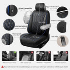 CAR PASS Luxury PU Leather Two Front Car Seat Covers, Waterproof Seat Covers Compatible with Front Seat Armrests, Airbag Compatible Anti- Slip Universal Fit for Cars Suvs Vans Trucks Black Blue