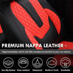 Coverado Car Seat Covers Full Set, 5 Seat Leather Seat Covers for Cars, Car Seat Protector with Lumbar Support, Waterproof Seat Covers Universal Fit for Most Cars SUV Trucks (Red&Black)