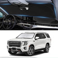 Custom Windshield Sunshade for 2021 2022 2023 2024 2025 GMC Yukon XL Accessories Front Window Shades Cover for Windshield Sun Visor Screen Protector 210T Reflective Blocks UV Rays Cool Car Accessories