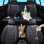 Universal Car Seat Covers, Black, Waterproof Faux Leather, Full 5-Seat Set, Non-slip, Contoured Fit, Suitable for Suvs, Sedans, Pickups, Upgraded Protection for Car Interiors, Airbag Compatible
