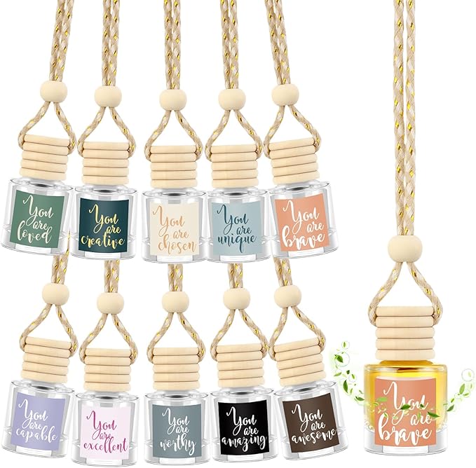 20 Pcs Inspirational Gifts Bulk Empty Glass Car Air Freshener Diffuser Hanging Employee Appreciation Thank You Gifts for Staff Coworker Office Nurse Teacher Volunteer Hanging Decor
