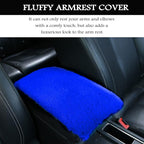 Fluffy Furry Armrest Cover for Car, Auto Center Console Cover Pad Car Soft Console Pad Wool Fur Armrest Seat Box Cover Protector Universal Fit for Most Vehicle, SUV (Royal Blue)