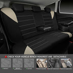 CAR PASS Waterproof Car Seat Covers Full Sets, Universal Fit Seat Covers for Cars, EVA Neoprene Seat Cover Set Full Sets, Interior Covers for Auto SUV,Vans,sedans, Trucks,(Black and Beige)