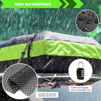 OceanCross Car Rooftop Cargo Carrier Bag, Green Rooftop top Cargo Carrier Bag 15 Cubic feet Waterproof for All Cars with/Without Rack, Includes Anti-Slip Mat, 8 Reinforcement Straps, Luggage Lock