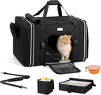 24 x 17 x17 Extra Large cat Carrier up to 30 lbs,for pet car Travel and Long Road Trip,with Curtains and Leakproof Portable Litter Box