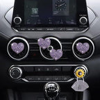 Purple Heart Air Vent Clips, 4 Pcs Bling Heart Car Air Fresheners Vents Clips Diffuser Diamond Interior Decor Cute Daisy Accessories Car Decoration for Women + Mask Hook