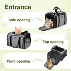 Pecute Cat Carrier Expandable, Extra Large Pet Carrier Bag, Foldable Cat Carrier Bag with Breathable Mesh, Pet Carrier Transport Bag for Dogs and Cats, with Shoulder Strap and Pet Bowl