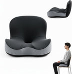 Memory Foam Seat Cushion, L-Shaped Ergonomic Office Chair Cushion for All-Day Sitting Comfort, Relieving Back & Tailbone Pain, Supportive Seat Cushions for Office Desk Gaming (Black Gray)