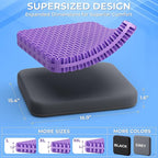 TushGuard Gel Seat Cushion for Long Sitting, Enlarged & Thickened Patent Design, Breathable Cooling for Office Chair, Soft Car Seat Cushion for Wheelchair (Standard, Grey)