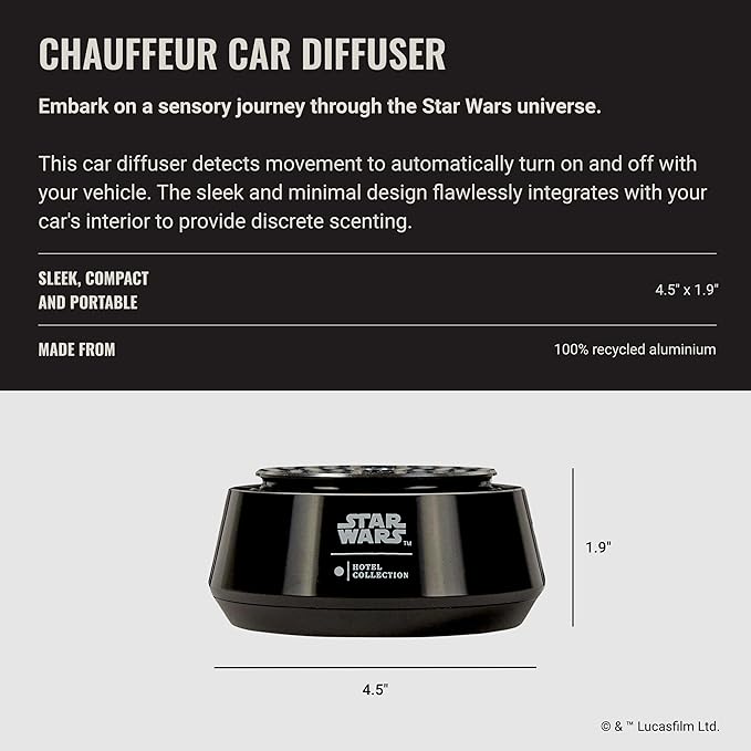 Hotel Collection Star Wars Empire Chauffeur Car Diffuser | Air Freshener Aromatherapy Diffuser | Black Dark Side Edition Car Diffuser/Empire Symbol