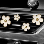 Daisy Car Decoration Flower Air Vent Clip Air Conditioning Outlet Clip Car Air Freshener Clip Car Interior Decor Charm Colorful Car Accessories for Women Interior Cute Set (8PCS-White&White)