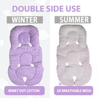 Infant Carseat Insert, 2-in-1 Reversible Baby Car Seat Cushion for Newborn Toddler Head & Body Support Car Seat Pad for Carseats, Strollers, Swings, Bouncers(Purple)
