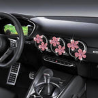 6 Pcs Pink Bling Flower Air Vent Clips, Cute Daisy Car Air Fresheners Vents Clips Car Diffuser Rhinestone Interior Decoration Charm Diamond Car Decor Bling Accessories for Women Girls, Decorations