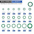 175 PCS A/C Compressor System Seal Washers Kit, 12 Size Air Conditioning Gasket and 18 Size Car AC O Rings, Universal Vehicle Repairs Automotive Self-Centered Washer