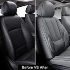 Coverado Front Seat Covers, Waterproof Nappa Leather Car Seat Cover, Sideless Car Seat Covers Front Seats, Driver Seat Cover, Car Seat Protector Universal Fit for Most Sedans SUV Truck, Grey