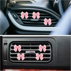 6pcs Pink Bow Car Air Vent Freshener Clips, Cute Bow Car Air Vent Clips Coquette Air Conditioning Outlet Clip Car Fresheners Diffuser Interior Decor Charm Car Accessories for Women Girls Gift