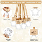 20 Pcs Star Shaped Car Fragrance Diffuser Bottle Bulk - Appreciation Gifts Set Hanging Glass Diffusers with Inspirational Message for Coworker Teacher Staff Thank You Gift (Employee)