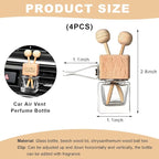 2PCS Car Diffuser Air Freshener Bottle, Refillable Empty Glass Perfume Bottles with Vent Clip, Universal Essential Oil Diffuser for Most Vehicles, Interior Car Accessories (4PCS, Word)
