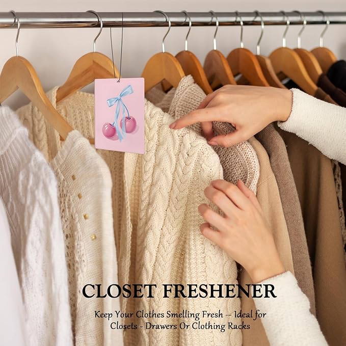 Blue Pink Cherry Air Freshener for Car,Girly Car Decor,Coquette Bow Ace Card Air Freshener Hanging 3 Pcs for Cars Closet Drawer Books Bathroom