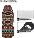 ELEQIN Front Car Seat Covers 2pcs, Brown Aztec Tribal Automotive Seat Covers Car Accessories Universal Size Fit for Most Cars,SUVs&Trucks&Vans