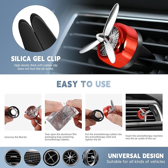 Generic AF2 Car Air Freshener Vent Clip Unstoppables Fresh Scent, Car Care, 2.81 oz Car Vent Clip,1 Ocean and 1 Musk, Silent rotation, Silver Noble and elegant., Suitable for men and women.