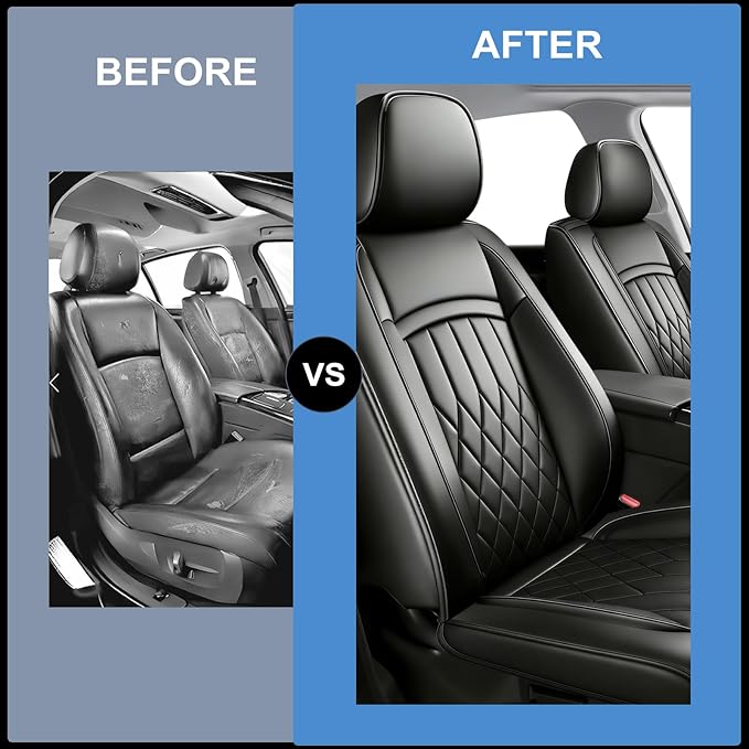 Fit Palisade Car Seat Covers for Hyundai Palisade 2020-2026 - Premium Leather, Waterproof, All-Weather, Airbag Compatible, Breathable, Easy Install,Only 2 Front seat Covers, Black