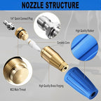 Turbo Nozzle Pressure Washer Tips,4000 PSI 4.0 GPM 4.0 Orifice,with 5 Pieces Spray Tips Kit Multiple Degrees(0, 15, 25, 40, 65 Degrees)(Blue-Single nozzle)