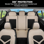 FLORICH Car Seat Covers Front Seat, Universal Seat Cover 2 Seats, Automotive Seat Covers with Mesh Leather, Waterproof Car Seat Protector, Breathable Car Seat Cushion for Most Car SUV Truck Beige