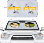 Custom Car Windshield Sun Shade, Personalized Foldable Front Window Sun Visor Protector Shield with Your Customized Photo Text Logo Design, Fits Most Sedans, SUVs, Vans, MPV, Trucks (X-Large)