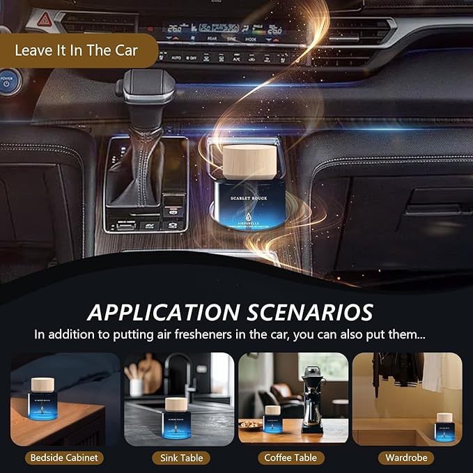 Car Air Freshener 50ML (1.7 FL OZ) Car Air Fresheners Perfume - Saffron Amber Fragrance Oil Air Diffuser for Car, 180+ days Long Lasting Fragrance, Car Air Freshner Wooden Cup Design, Made in USA