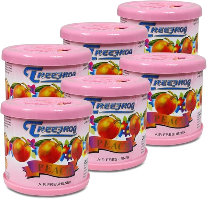 Auto Dynasty TreeFrog Gel-Typed Automotive Cup-Holder Air Freshener, Peach Scented, Pack of 6