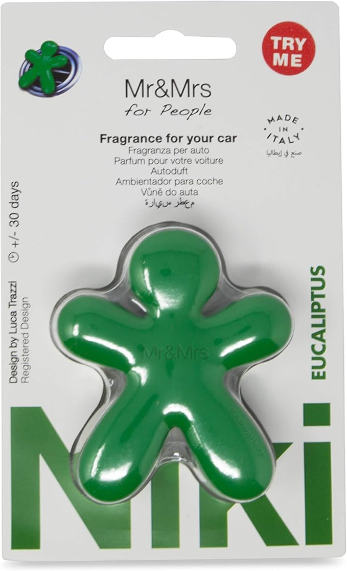 Mr & Mrs for People Car Air Freshener with Refill Niki Blister Eucaliptus Green