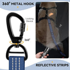 Pawaboo 2Pack Dog Seatbelt for Car, 3-in-1 Dog Car Seat Belt, Shockproof Dogs Tether with Buckle & Hook Latch, Adjustable Reflective Dogs Cars Harness Leash with 360° Lockable Buckle, Indigo/Black