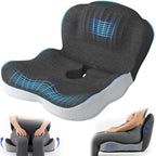 Urban Deco Memory Foam Seat Cushion, Office Chair Seat Cushion with L-Shaped Design, Ergonomic Back and Seat Pad Cushion for Car, Driving, Office, Black+Grey