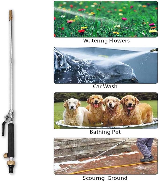 Hydro Jet High Pressure Power Washer-high pressure cleaning tool Extra Long Extendable Wand,Flexible Water Hose Universal Nozzle,Gutter Patio Car Pet Window Cleaning tool black